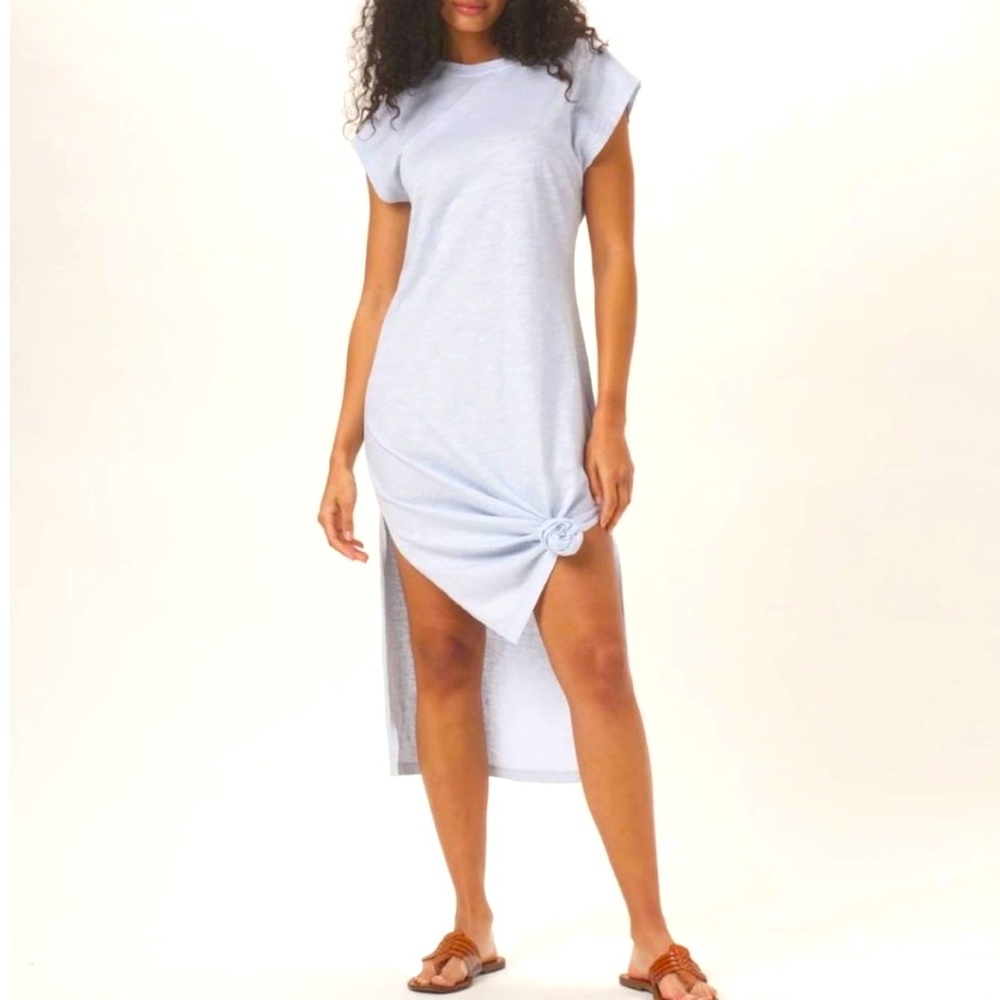 THE NORMAL BRAND Vintage Slub Cotton T-Shirt Midi Dress - Mist Blue - Small